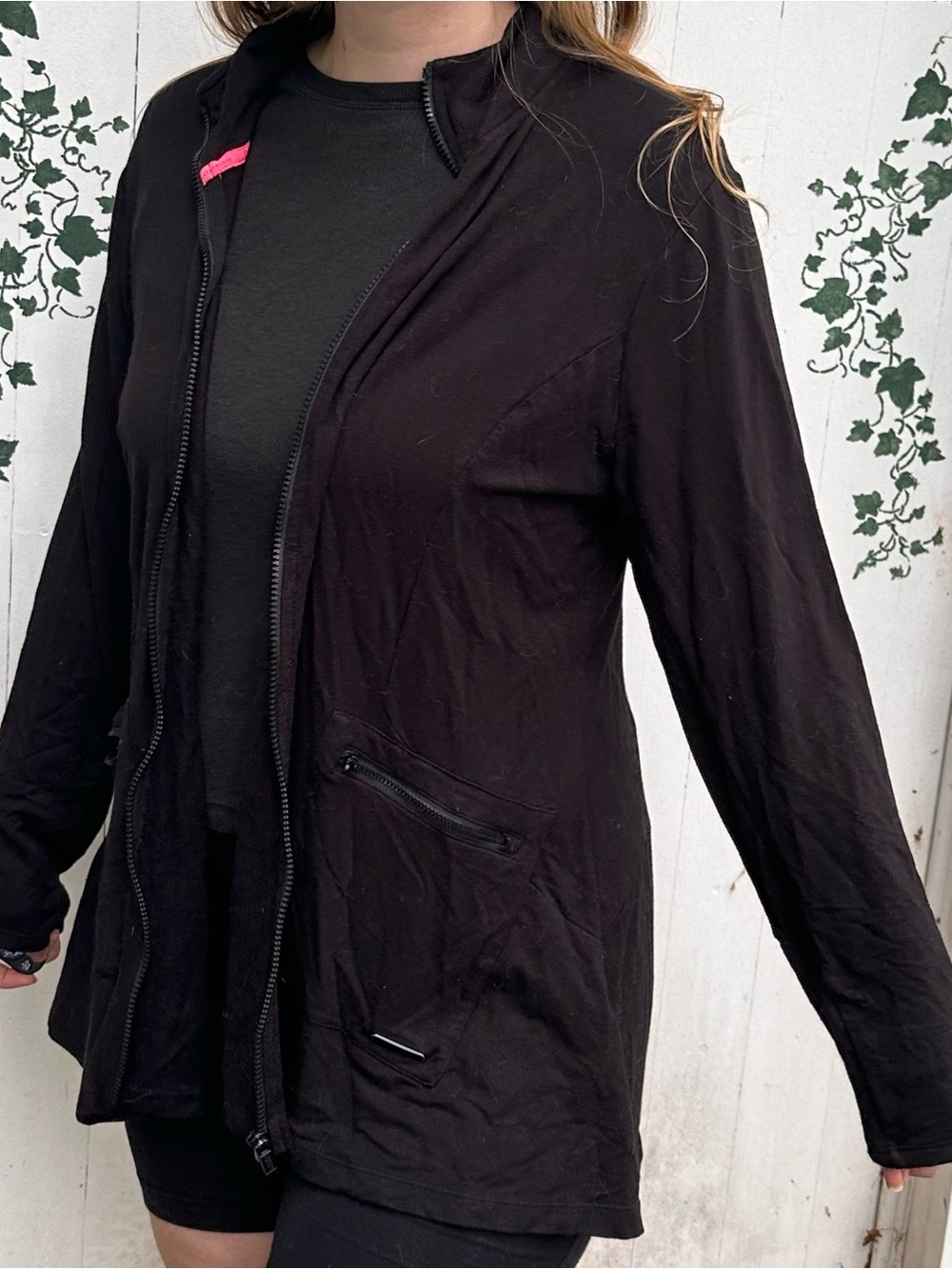 Oversized Calvin Klein Women’s Black Zip-Front Jacket - Lightweight Everyday